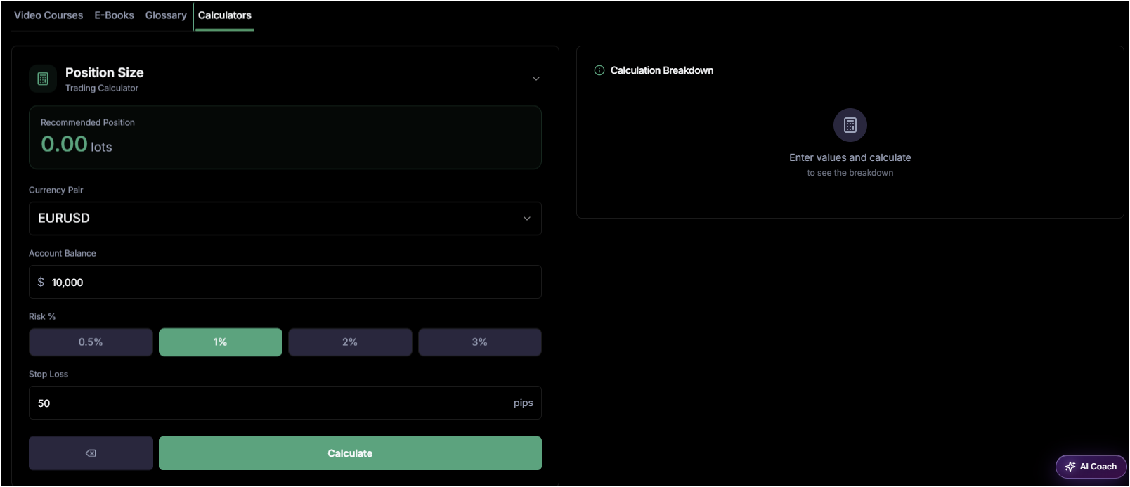 Trading Calculators